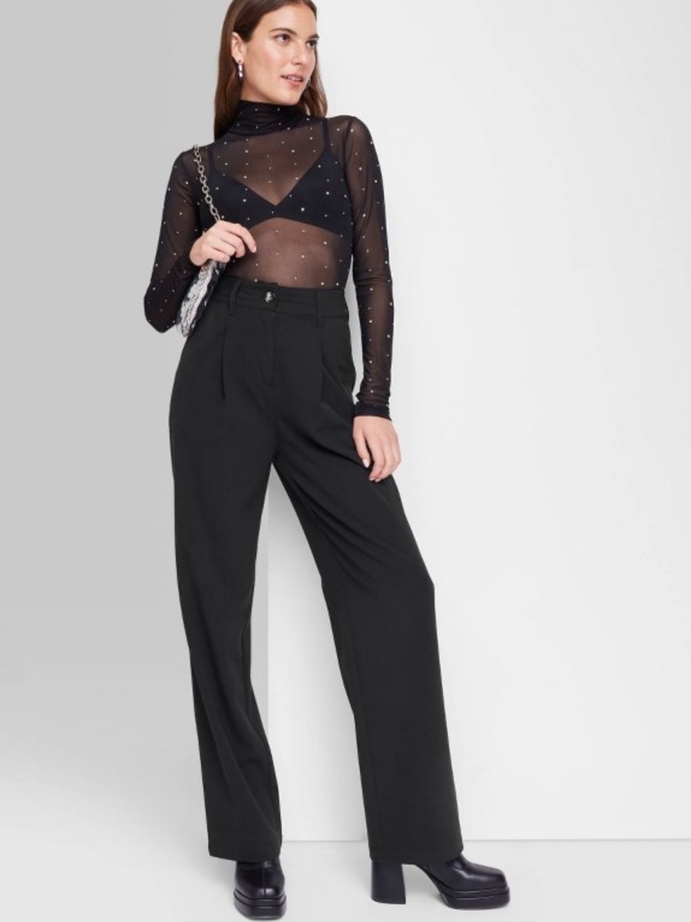 Wild Fable 6 High-Waist Wide-Leg Black Trousers - NWT